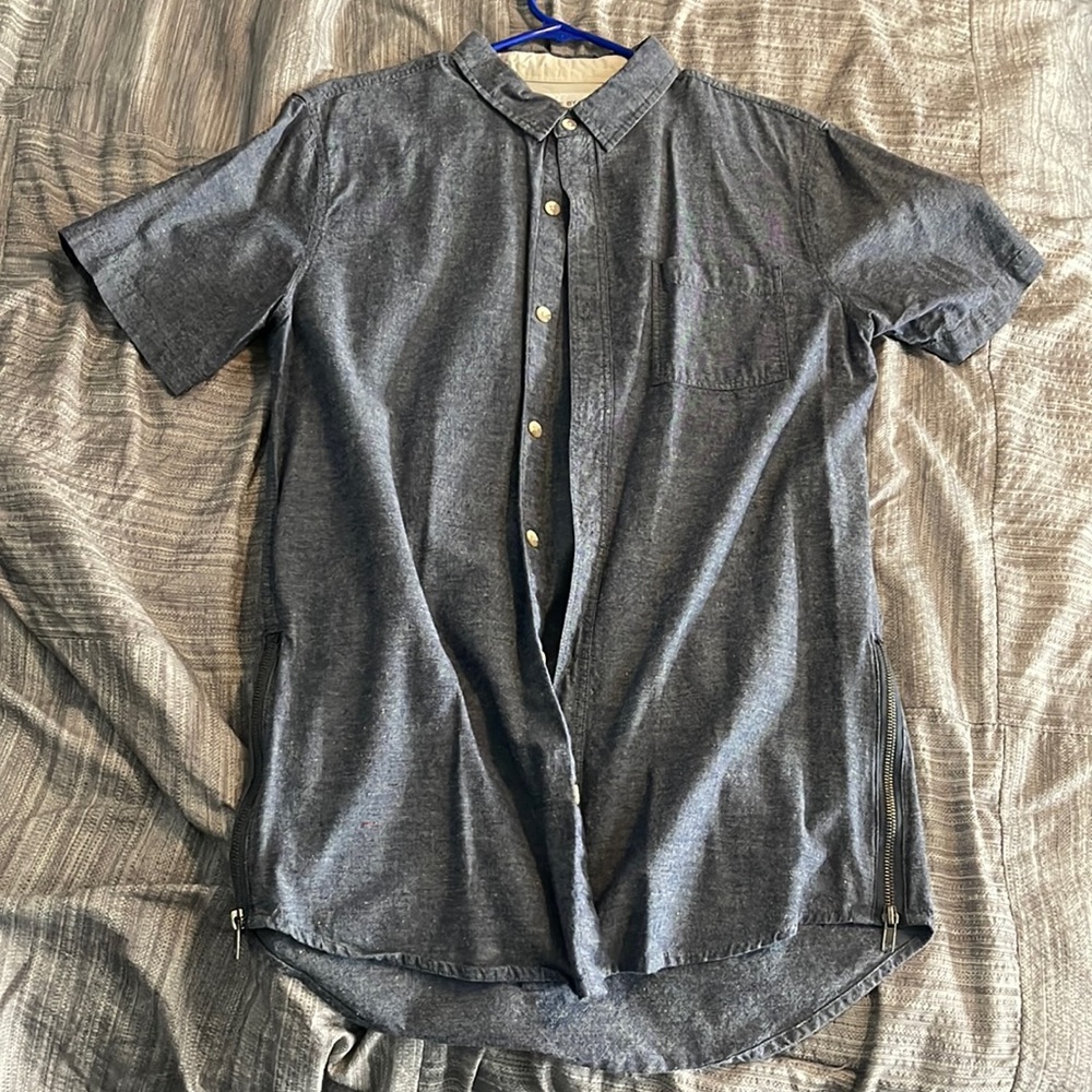 On the byas button up